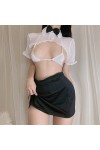 DZQQ Secrétaire Sexy Suit Uniforme Femme Tempation érotique Cosplay Lingerie Vêtements Jirttransparent Voir à Travers Le Mame