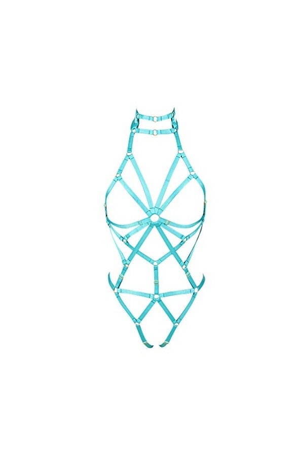 BBOHSS Body pour femme avec bretelles et soutien-gorge, jarretière, style punk, gothique, tendance, élastique, taille réglabl