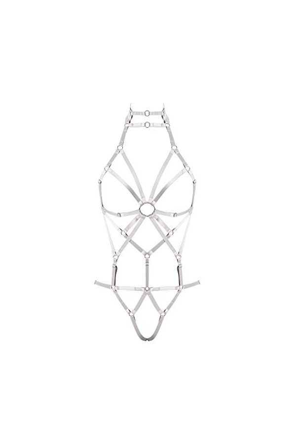 BBOHSS Body pour femme avec bretelles et soutien-gorge, jarretière, style punk, gothique, tendance, élastique, taille réglabl