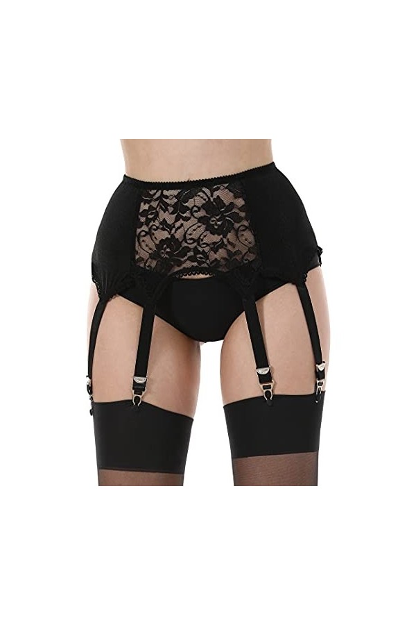 KLONKEE Porte-jarretelles sexy en dentelle avec 6 larges bretelles en métal pour femme porte-jarretelles vendu séparément de