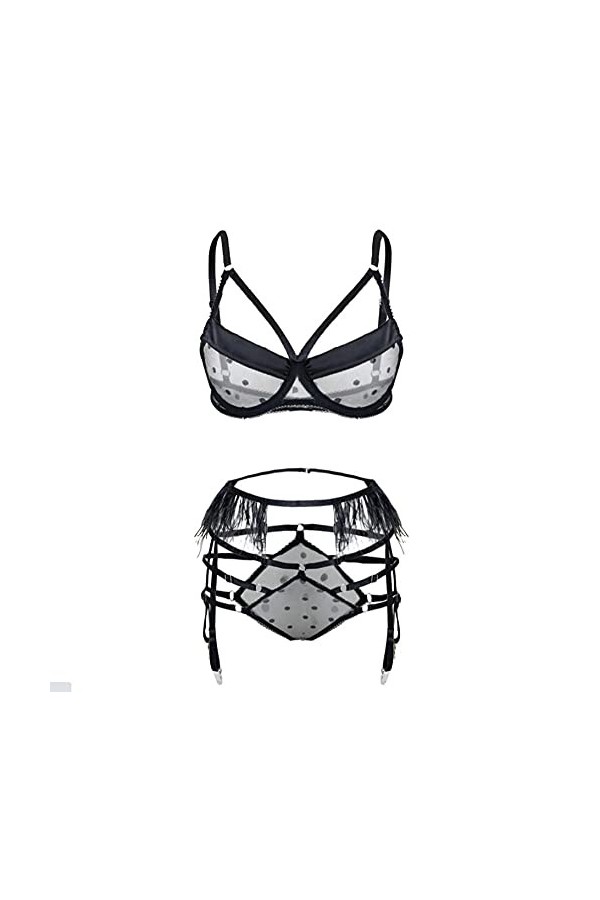 QQQQC Couple de Lingerie Ensemble de Lingerie Transparente et Ensemble de sous-vêtements Confortables String Sexy-Negro_L