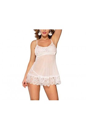 mdtep Grande Taille Sexy Lingerie Temptation Pyjamas Sexy Dentelle Suspender Novatureuse Jupon des Dames Color : White, Size