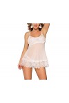 mdtep Grande Taille Sexy Lingerie Temptation Pyjamas Sexy Dentelle Suspender Novatureuse Jupon des Dames Color : White, Size