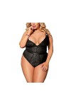 mdtep Grande Taille Sexy Lingerie Sexy Dentelle Body Dentelle Deep V Collants Jupon des Dames Color : Black, Size : XXXXX-La