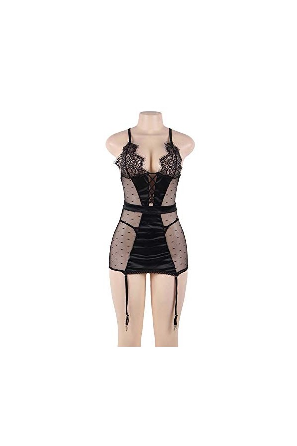 mdtep Sexy Jarretière Nuites Nuit Dentelle Pyjamas Sexy sous-vêtements Confortable Pyjamas Jupe Courte Jupon des Dames Color