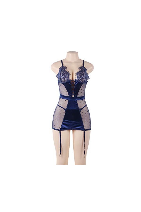 mdtep Sexy Jarretière Nuites Nuit Dentelle Pyjamas Sexy sous-vêtements Confortable Pyjamas Jupe Courte Jupon des Dames Color