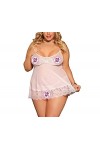mdtep Lingerie de Grande Taille Séduction Pyjamas Sexy Dentelle Suspender Novatureuse Jupon des Dames Color : White, Size : 