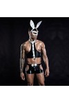 WRAZA Costumes Érotiques pour Hommes Jeu de Rôle Lapin Homme Uniforme Gay Cross-Dressing Outfit Pantalon en Cuir Faux Pantalo