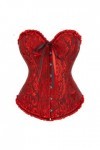 Niiyyjj Corset en jacquard pour femme - Bustier sexy à lacets en brocart - Costume vintage, noir/rouge, 3X-Large