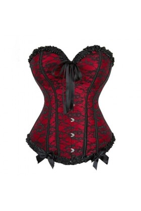 Niiyyjj Corset sexy pour femme avec baleines élastiques en dentelle, Rouge, Medium