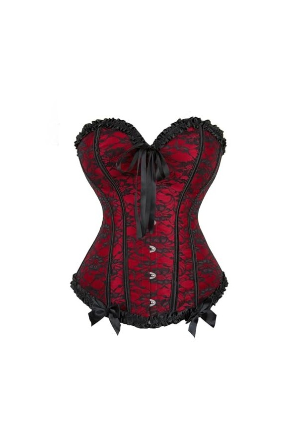 Niiyyjj Corset sexy pour femme avec baleines élastiques en dentelle, Rouge, Medium
