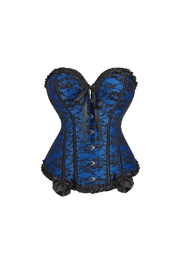 Niiyyjj Corset sexy pour femme avec baleines élastiques en dentelle, Rouge, Medium