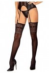 Obsessive Bas porte-jarretelles en résille avec motif à la taille, Noir , taille unique