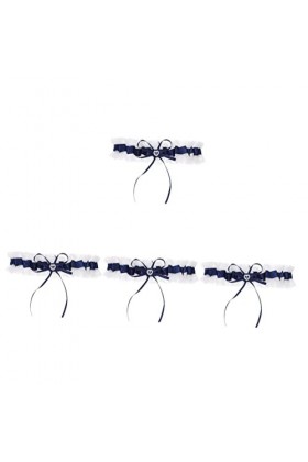 HONMEET 4 Pièces Anneau De Jarretière Porte-jarretelles De Demoiselle Dhonneur Jarretière De Perles De Cristal Jarretière Fl