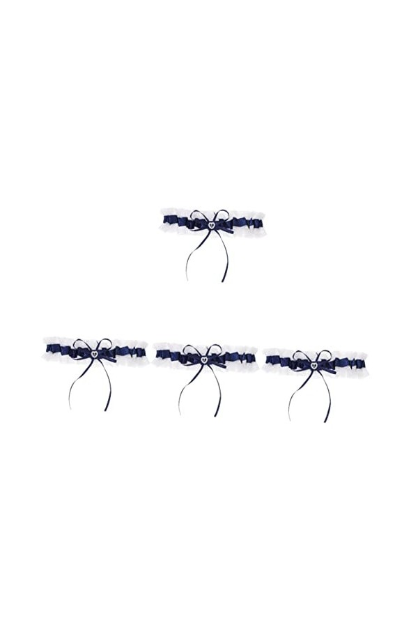 HONMEET 4 Pièces Anneau De Jarretière Porte-jarretelles De Demoiselle Dhonneur Jarretière De Perles De Cristal Jarretière Fl