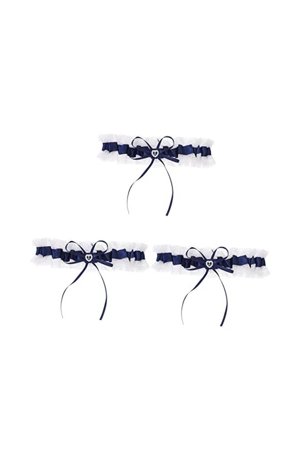 HONMEET 4 Pièces Anneau De Jarretière Porte-jarretelles De Demoiselle Dhonneur Jarretière De Perles De Cristal Jarretière Fl