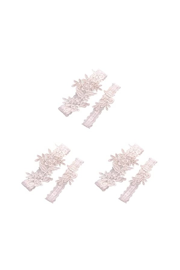 SOIMISS 3 Paires Porte-Jarretelles De Mariage La Mariée Jarretière Blanche Fleurs