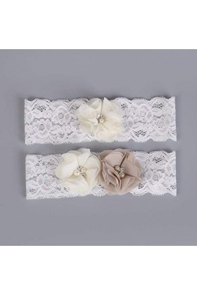 NC Jarretière élastiquée avec nœud en Dentelle, jarretière en Dentelle pour Jambes de mariée-White_5pcs, jarretière élastiqué