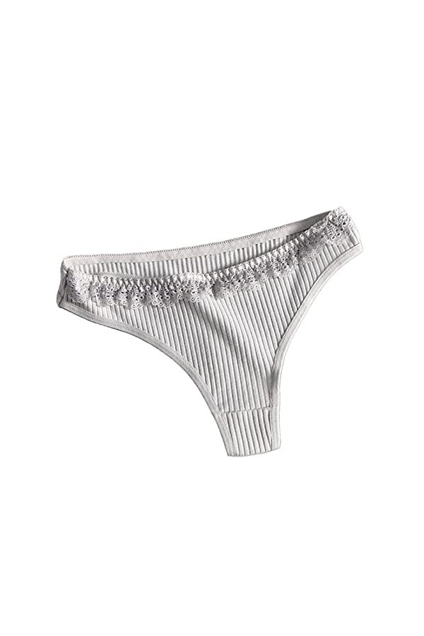 UKKO Culottes Femmes Thongs Femmes Slips Couleur Solid Confortable G-String Girl Sutys 2 Pcs-T1-Purple,XL