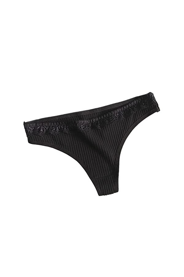 UKKO Culottes Femmes Thongs Femmes Slips Couleur Solid Confortable G-String Girl Sutys 2 Pcs-T1-Purple,XL