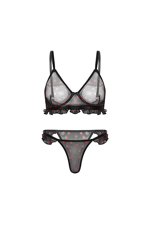 KSDFIUHAG Sexe Et Sensualité Lingerie Ensemble De Lingerie Exotique Motif Coeur Sexy pour Femmes