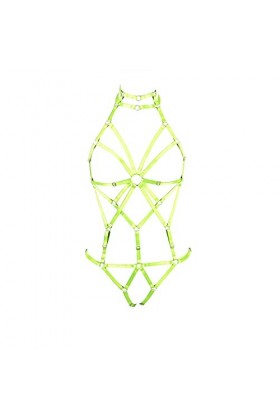 BBOHSS Body pour femme avec bretelles et soutien-gorge, jarretière, style punk, gothique, tendance, élastique, taille réglabl