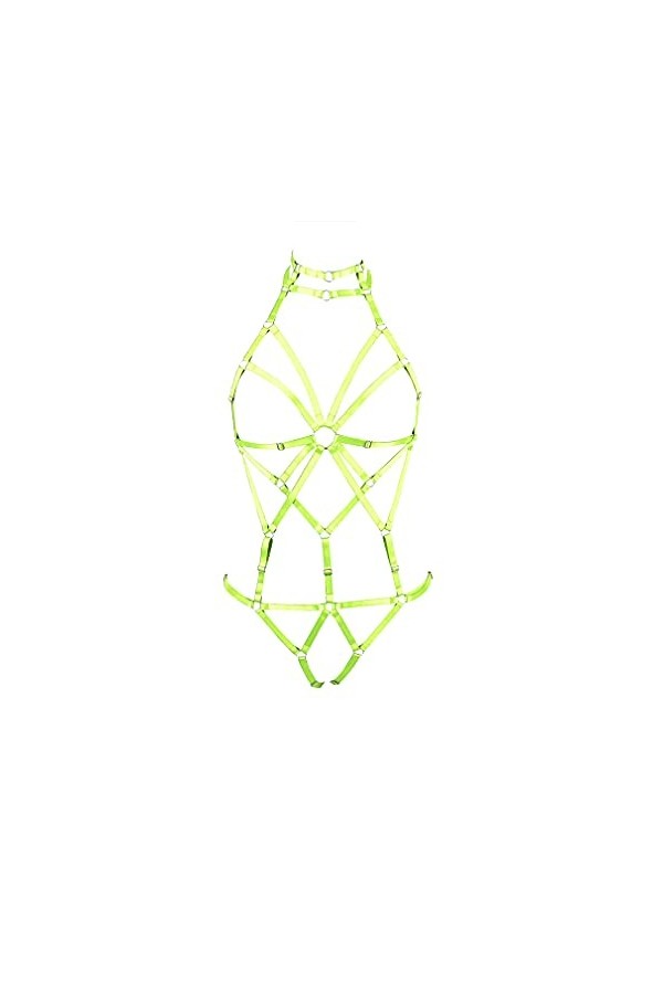BBOHSS Body pour femme avec bretelles et soutien-gorge, jarretière, style punk, gothique, tendance, élastique, taille réglabl