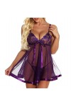 UDRJU Nuisettes Et Deshabillés Femmes Sexy Night Dress Lingerie Set Culottes Sexy pour Femmes-Purple_XL