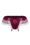 Élégant Hommes Bikini Thong sous-vêtements Brillant Satin Lingerie Culotte Dentelle avec Bowknot Color : Pink, Size : M 