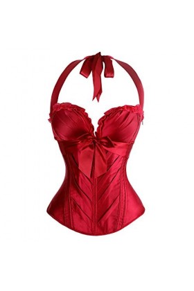 Lingerie Sexy Femme Déguisements Adultes Élégant Halter Floral Print Corset Corset Body Lingerie Party Clothing-Vert_XL