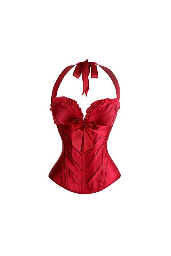 Lingerie Sexy Femme Déguisements Adultes Élégant Halter Floral Print Corset Corset Body Lingerie Party Clothing-Vert_XL