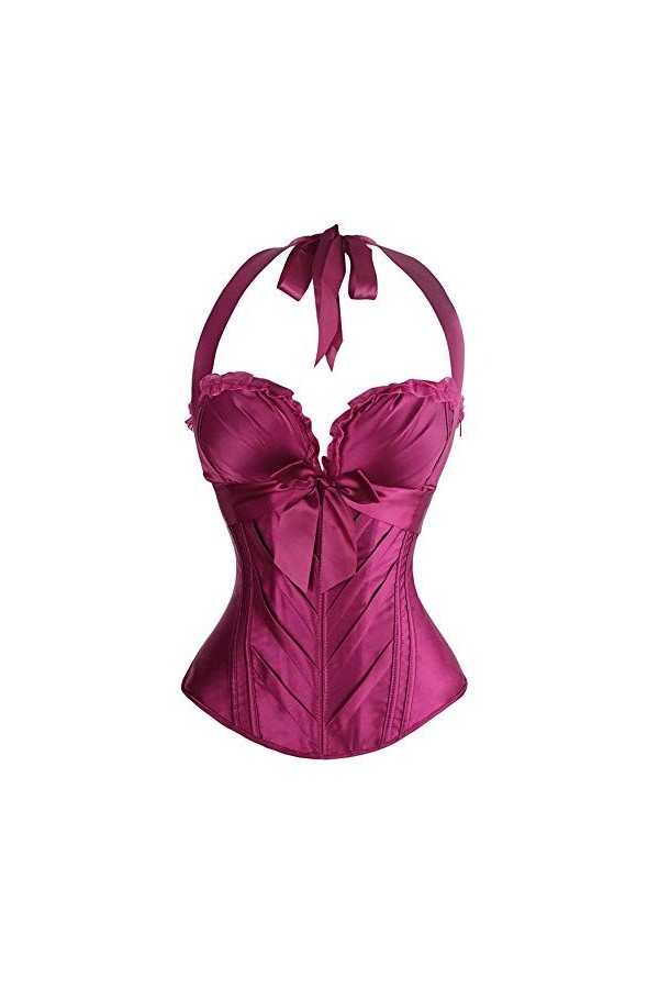 Lingerie Sexy Femme Déguisements Adultes Élégant Halter Floral Print Corset Corset Body Lingerie Party Clothing-Vert_XL