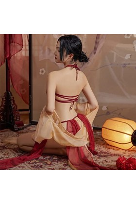 Temptshow Asiatique Chinois Geisha Cosplay Femmes Style Chinois Cheongsam Lingerie Japonaise Anime Costume Rouge1 