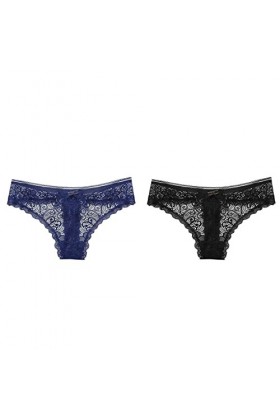 MULANY Femme Slips 3 pièces Dentelle Culottes Femmes lumière Luxe Sexy Dentelle Culotte Transparent Creux Tentation Taille Ba