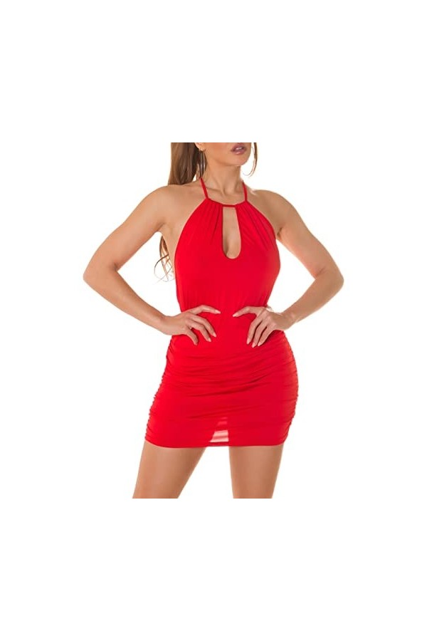 Koucla Mini robe dos nu avec décolleté et fronces, rouge, Taille unique