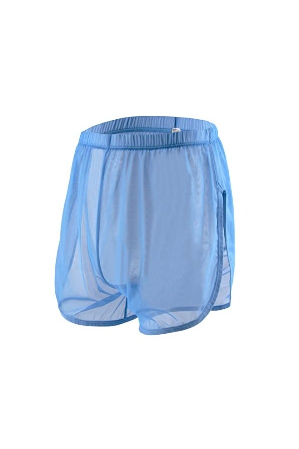 Boxer sexy en maille transparente pour homme - Stretch et respirant - Doux et ample, Lot de 1 - Bleu 8382 , L