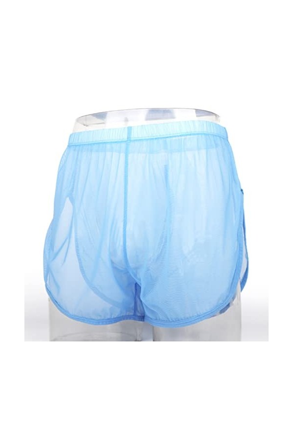 Boxer sexy en maille transparente pour homme - Stretch et respirant - Doux et ample, Lot de 1 - Bleu 8382 , L