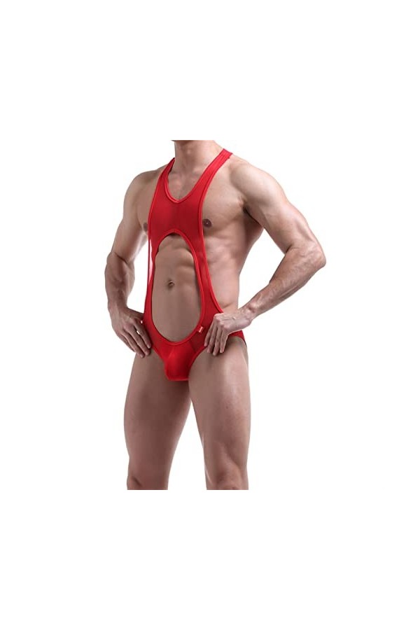 GSFLYSH Hommes Wrestling Singulet, sous-chemises Jock Strap Scole Sexy Mesh Transparente Sous-vêtements Seaux Singulet BodySu