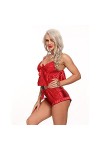 HHRHLKNH Sexy Lingerie Sexy Satin Home Suit Pyjamas Sexy-Rouge_M