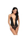 adqw Vêtements Techniques Et Spéciaux Sexy Dentelle Patchwork Lingerie Babysuit Lingerie sous-Vêtement Perspective Profond V 