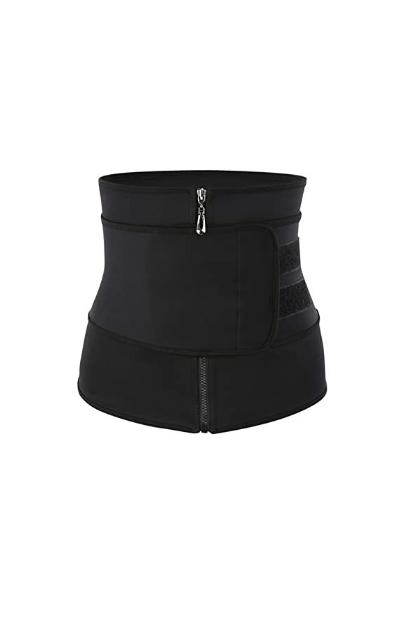 Cour Belly Belt Body Sculpting Ceinture Néoprène Corset Fermeture Éclair Double Sangle Renforcement Sport Color : Black, Siz