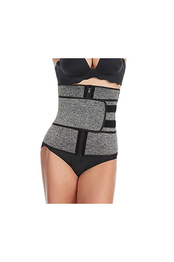 Cour Belly Belt Body Sculpting Ceinture Néoprène Corset Fermeture Éclair Double Sangle Renforcement Sport Color : Black, Siz