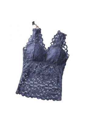 YilDex Haut en Dentelle col en V Fond Large épaule Ceinture sous-vêtements Dos Nu Fronde évider Gilet sans Manches Soutien-Go