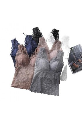 YilDex Haut en Dentelle col en V Fond Large épaule Ceinture sous-vêtements Dos Nu Fronde évider Gilet sans Manches Soutien-Go