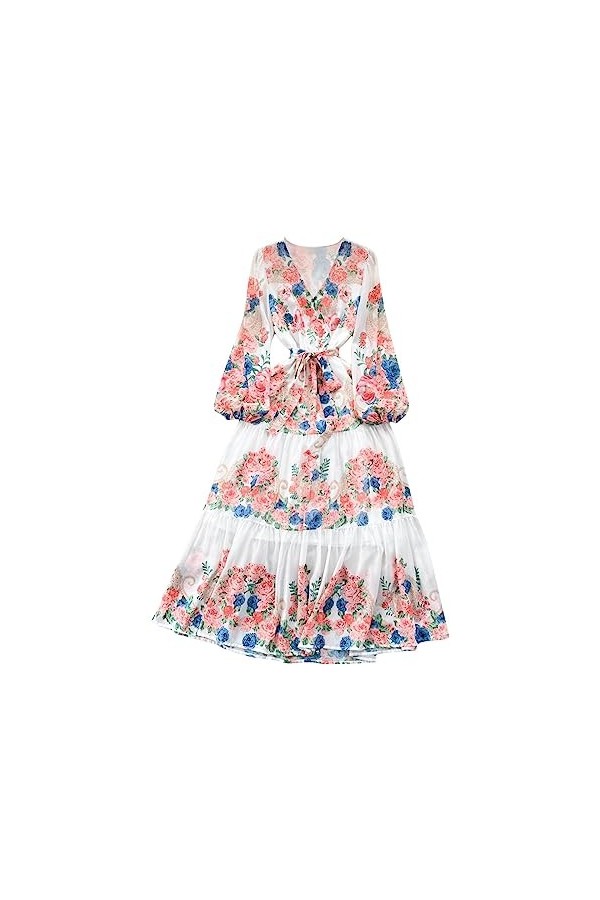 Dinnesis Chemises Médiévales pour Hommes Blanc Femmes Printemps Été À Manches Longues Lien De Cour Européenne Style Floral Ro