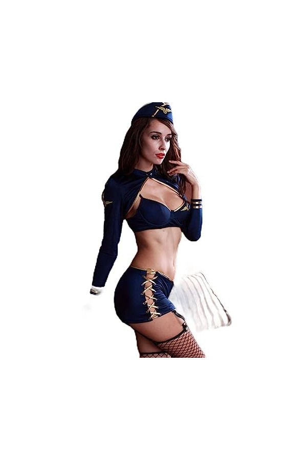 WSZJLN Uniforme dhôtesse de lair Lingerie Sexy Costumes Costume dhôtesse de lair Sexe Cosplay Anime Police Lingerie Jeu d