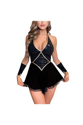 HELLORSOON Combinaison Sexy Dentelle Hot Women Tight Black Underwear Strappy Lace Trim Sexy Mature Thongs Femmes Culottes Bod