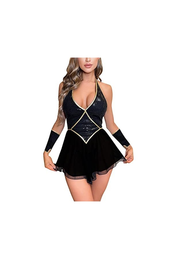 HELLORSOON Combinaison Sexy Dentelle Hot Women Tight Black Underwear Strappy Lace Trim Sexy Mature Thongs Femmes Culottes Bod