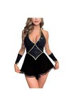 HELLORSOON Combinaison Sexy Dentelle Hot Women Tight Black Underwear Strappy Lace Trim Sexy Mature Thongs Femmes Culottes Bod
