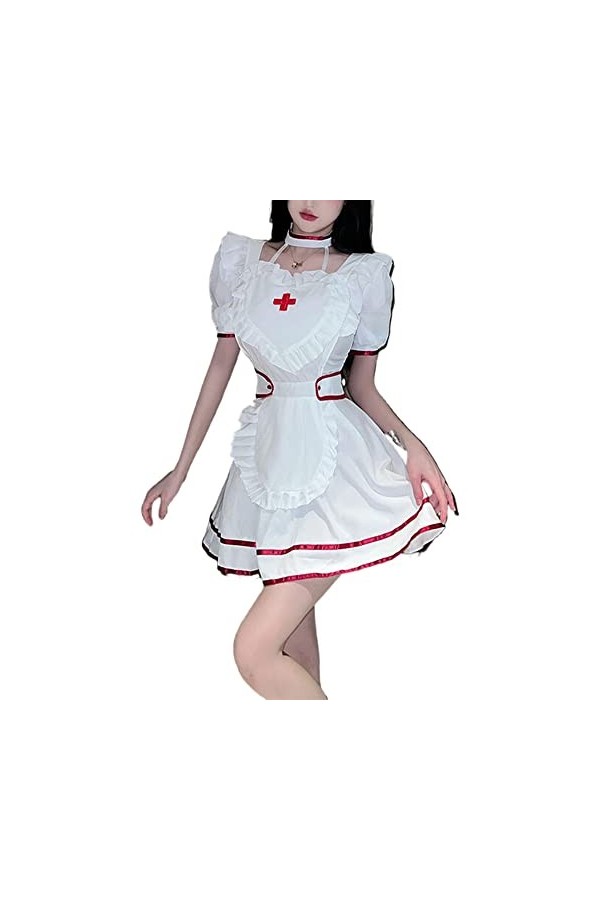 Lingerie sexy pour infirmière et médecin - Robe en dentelle pour adulte - Blanc 2